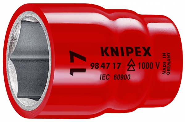 KNIPEX 98 47 13 Steckschlüsseleinsatz für Sechskantschrauben mit Innenvierkant 1/2