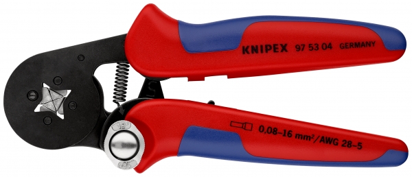 KNIPEX 97 53 04 Selbsteinstellende Crimpzange für Aderendhülsen mit Seiteneinführung mit Mehrkomponenten-Hüllen brüniert 180 mm