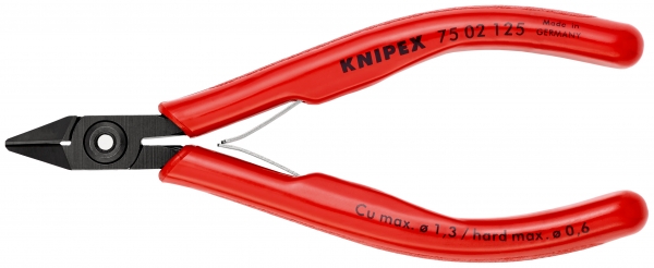 KNIPEX 75 02 125 Elektronik-Seitenschneider mit Kunststoff-Hüllen brüniert 125 mm