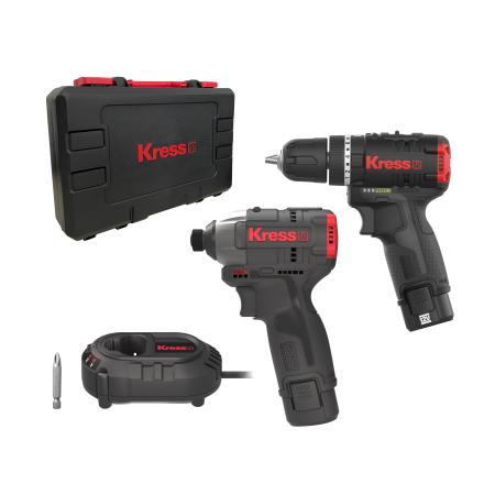  Kress 12 V Brushless 2 Stück Combo Kit mit Schlagbohrmaschine und Schlagschrauber KUG02