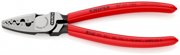 KNIPEX 97 71 180 Crimpzange für Aderendhülsen mit Kunststoff überzogen 180 mm