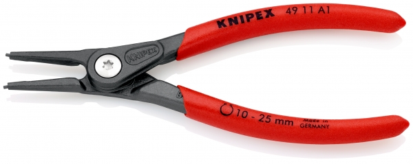 KNIPEX 49 11 A1 Präzisions-Sicherungsringzange für Außenringe auf Wellen mit rutschhemmendem Kunststoff überzogen grau atramentiert 140 mm