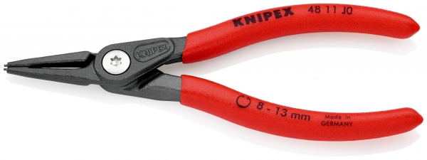 KNIPEX 48 11 J0 Präzisions-Sicherungsringzange für Innenringe in Bohrungen mit rutschhemmendem Kunststoff überzogen grau atramentiert 140 mm