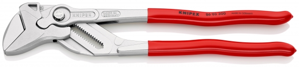 KNIPEX 86 03 300 Zangenschlüssel Zange und Schraubenschlüssel in einem Werkzeug mit Kunststoff überzogen verchromt 300 mm